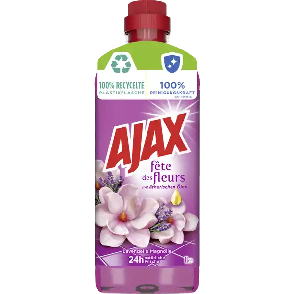 Ajax Allzweckreiniger Lavendel & Magnolie: Цвет: Produktbeschreibung und details Ajax Lavendel ampamp Magnolie Allzweckreiniger mit neuer Formel wirksamer und nachhaltiger fr unseren Planeten Formel  biologisch abbaubar recycelbare Flasche und Kappe verantwortungsvoll hergestellt Ein Haushaltsreiniger fr mheloses Putzen der den Raum mit frischem Duft erfllt Kontaktdaten CP GABA GmbH Beim Strohhause   Hamburg wwwcolgatepalmolivecom     Anwendung und Gebrauch  ml  Verschlusskappen auf  l Wasser VERDNNT auf groen Oberflchen UNVERDNNT bei hartnckigen Flecken Inhaltsstoffe amplt  Anionische Tenside Nichtionische Tenside Duftstoffe Glutaral Linalool Cinnamyl Alcohol Hexyl Cinnamal Coumarin Benzyl Salicylate Limonene Butylphenyl Methylpropional Warnhinweise und wichtige Hinweise Warnhinweise ACHTUNG Verursacht schwere Augenreizung Darf nicht in die Hnde von Kindern gelangen BEI KONTAKT MIT DEN AUGEN Einige Minuten lang behutsam mit Wasser splen Eventuell vorhandene Kontaktlinsen nach Mglichkeit entfernen Weiter splen Bei anhaltender Augenreizung rztlichen Rat einholenrztliche Hilfe hinzuziehen Ist rztlicher Rat erforderlich Verpackung oder Kennzeichnungsetikett bereithalten Enthlt Glutaral Kann allergische Reaktionen hervorrufen
https://www.rossmann.de/de/haushalt-ajax-allzweckreiniger-lavendel-und-magnolie/p/8718951330177