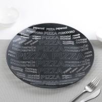 Тарелка обеденная «Пицца», d=30 см, цвет чёрный: 