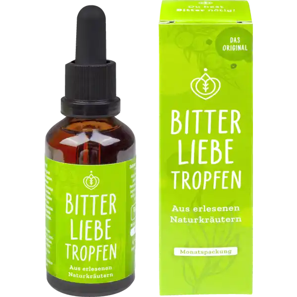 BitterLiebe Tropfen: Цвет: https://www.rossmann.de/de/gesundheit-bitterliebe-tropfen/p/4260609510003
Produktbeschreibung und details Die BitterLiebe Tropfen bestehen aus einer speziell entwickelten Formel aus  erlesenen Bitterkrutern und Wurzeln Die Bitterkruter enthalten wertvolle Bitterstoffe die Ihr allgemeines Wohlbefinden steigern knnen Unsere BitterLiebeTropfen eignen sich perfekt fr Naschkatzen nach dem Essen Dein allgemeines Wohlbefinden Unsere Zutaten sind stets von einer exzellenten Qualitt weshalb die Herstellung mehrere Wochen andauert Alle BitterLiebe Produkte werden exklusiv in Deutschland hergestellt Jede Produktionscharge wird von einem unabhngigen Labor berprft  erlesene Bitterkruter und Wurzeln vereint in einer speziell entwickelten Formel Das sind die BitterLiebeTropfen Gehrt auf jeden Esstisch genauso wie Salz und Pfeffer Lebensmittelunternehmer Name BitterPower GmbH Adresse TurleyStrae   Mannheim Rechtlich vorgeschriebene Produktbezeichnung Nahrungsergnzungsmittel mit Kruterauszgen Zutaten Alkohol Wasser Tausendgldenkraut Wermutkraut Artischockenkraut Enzianwurzel Pomeranzenfrchte unreif Ingwerwurzel geschlt Kardamom mit Schale Curcuma Lwenzahnwurzel Schafgarbenkraut mit Blten Angelikawurzel Zitwerwurzel Fenchel braun bitter Schwarzkmmelsamen Lavendelblten Anwendung und Gebrauch Verzehrsempfehlung Wir empfehlen dreimal tglich  Tropfen auf der Zunge zergehen zu lassen Die Tagesdosis darf nicht berschritten werden Gebrauch Aufbewahrung und Verwendung Aufbewahrungs und Verwendungsbedingungen Trocken licht und wrmegeschtztaufbewahren Warnhinweise und wichtige Hinweise Warnhinweise Auerhalb der Reichweite von Kindern aufbewahren Nicht fr schwangere und kleine Kinder geeignet