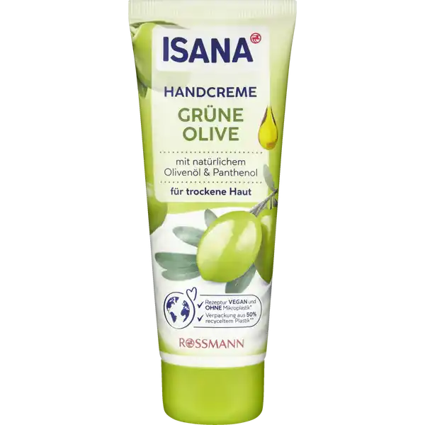 ISANA Handcreme Grne Olive: Цвет: https://www.rossmann.de/de/pflege-und-duft-isana-handcreme-gruene-olive/p/4305615610023
Produktbeschreibung und details Sprbare Pflege und wertvolle Inhaltsstoffe fr das gute Gefhl streichelzarter Hnde ISANA HANDCREMES fr Ihre tgliche Handpflege ISANA HANDCREME GRNE OLIVE spendet den Hnden mit einer hochwertigen Wirkstoffkombination aus Panthenol und Glycerin viel Feuchtigkeit und hilft unangenehme Spannungsgefhle zu lindern Natrliches Olivenl und Olivenbutter runden die Pflege ab und sorgen fr ein geschmeidiges Hautgefhl Die Creme zieht schnell ein und hinterlsst keinen Fettfilm fr trockene Haut mit Olivenl ampamp Panthenol Hautvertrglichkeit dermatologisch besttigt pHhautneutral diese Rezeptur ist zu  ohne Mikroplastik hergestellt aus  recyceltem Plastik Tube ohne Verschluss Kontaktdaten Dirk Rossmann GmbH Isernhgener Str   Burgwedel wwwrossmannde UrsprungslandHerkunftsort Deutschland Testurteile Qualittssiegel ampamp Verbandszeichen Inhaltsstoffe Aqua Glycerin Glyceryl Stearate Hydrogenated CocoGlycerides Isopropyl Palmitate Pentaerythrityl Distearate Dicaprylyl Ether Olea Europaea Fruit Oil Hydrogenated Olive Oil Panthenol Parfum Tocopherol Glycine Soja Oil Citric Acid Sodium Cetearyl Sulfate Phenoxyethanol Potassium Sorbate Sodium Benzoate