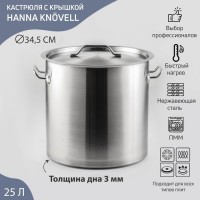 Кастрюля из нержавеющей стали Hanna Kn?vell HoReCa, 25 л, толщина 0,8 мм, 201 сталь, дно 3 мм, металлическая крышка, с теплораспределительным слоем, индукция: Цвет: Посуда серии HoReCa сделана из безопасной высококачественной и долговечной нержавеющей стали марки AISI 201, обладает коррозийной стойкостью, очень легка в уходе. Многослойное капсульное дно обеспечивает равномерный нагрев и распределение тепла благодаря алюминиевой прослойке, раскрывая вкусовые качества блюда и сохраняя все полезные свойства продуктов, а индукционный слой делает посуду универсальной для всех типов плит.Стальной корпус AISI 201 (высококачественная нержавеющая сталь).Многослойное индукционное дно (для всех типов плит, высокая теплопроводность).Металлическая крышка с удобной ручкой.Ручки на заклёпках (надежное крепление).Безопасно для здоровья и окружающей среды.Простой уход: можно мыть как вручную, так и в посудомоечной машине.</li>Выбирая фирменную стальную посуду HoReCa, Вы можете быть уверены в лучшем стандарте качества и удобстве использования, она станет украшением на любой кухне.</ul>
: Hanna Kn?vell
: Китай
