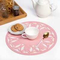 Салфетка декоративная Доляна"Тюльпаны" цвет розовый,d 30 см, 100% п/э, фетр: 