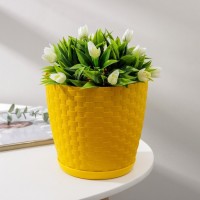 Горшок для цветов с поддоном «Ротанг», 3 л, цвет жёлтый: 