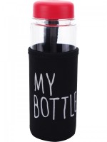 Бутылка для воды пластиковая "Это моя бутылка" (в чехле), чёрная, 500 мл, 20*7*7: 