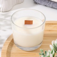 Свеча из соевого воска в стакане с деревянным фитилем "Нежная орхидея", 65 гр: 