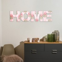 Панно буквы "HOME" высота букв 19,5 см,набор 4 детали розовый: 