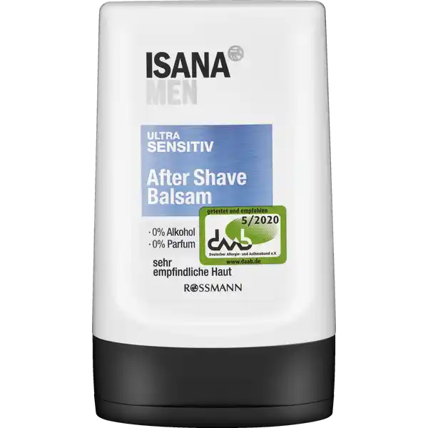 ISANA MEN After Shave Balsam ultra sensitiv: Цвет: Produktbeschreibung und details fr sehr empfindliche Haut wirkt besonders sanft bei gestresster Haut mit PflegeKomplex aus Sheabutter Aloe Vera Panthenol und Bisabolol zieht schnell ein ohne zu fetten  Alkohol  Parfum Hautvertrglichkeit dermatologisch besttigt diese Rezeptur ist zu  ohne Mikroplastik Kontaktdaten Dirk Rossmann GmbH Isernhgener Strae   Burgwedel wwwrossmannde UrsprungslandHerkunftsort EU Testurteile Qualittssiegel ampamp Verbandszeichen Inhaltsstoffe Aqua Glycerin Glyceryl Stearate Citrate CaprylicCapric Triglyceride Stearyl Alcohol Aloe Barbadensis Leaf Juice Butyrospermum Parkii Butter Panthenol Allantoin Gossypium Herbaceum Seed Extract Tocopheryl Acetate BisabololPropylene Glycol Citric Acid Xanthan Gum Gellan Gum Sodium Hydroxide Benzoic Acid Sorbic Acid Dehydroacetic Acid Phenoxyethanol Potassium Sorbate
https://www.rossmann.de/de/pflege-und-duft-isana-men-after-shave-balsam-ultra-sensitiv/p/4305615765082