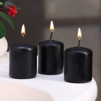 Набор свечей - цилиндров, 4х5 см, набор 3 шт, черная: 