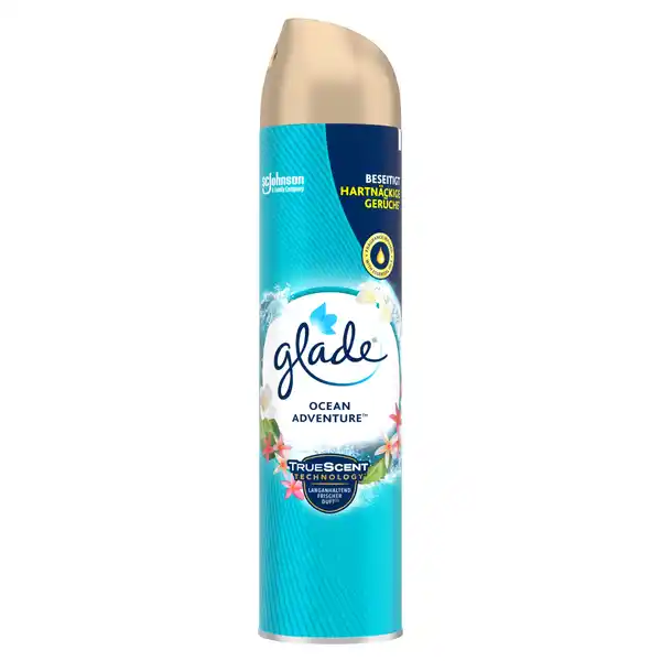 Glade Duftspray Ocean Adventure: Цвет: Produktbeschreibung und details Glade Duftspray beseitigt Gerche und erfrischt die Luft mit einladendem Aroma damit Ihre Gste sich wohlfhlen Erfrischen Sie im Nu die Luft in Badezimmer Kche Wohnzimmer Schlafzimmer und Abstellraum Kontaktdaten    Anwendung und Gebrauch Dose vor jedem Gebrauch gut schtteln Der Duft entfaltet sich am besten wenn Sie nach oben in die Mitte des Raums sprhen Dieses Produkt ist nicht fr den Gebrauch auf Textilien empfohlen Inhaltsstoffe Dieser Artikel enthlt keine deklarationspflichtigen Inhaltsstoffe Warnhinweise und wichtige Hinweise Warnhinweise ACHTUNG Extrem entzndbares Aerosol Behlter steht unter Druck Kann bei Erwrmung bersten Darf nicht in die Hnde von Kindern gelangen BEI KONTAKT MIT DEN AUGEN Einige Minuten lang behutsam mit Wasser splen Vorhandene Kontaktlinsen nach Mglichkeit entfernen Weiter splen Vor Sonnenbestrahlung schtzen Nicht Temperaturen ber  C aussetzen Von Hitze heien Oberflchen Funken offenen Flammen und anderen Zndquellen fernhalten Nicht rauchen Nicht gegen offene Flamme oder andere Zndquelle sprhen Nicht durchstechen oder verbrennen auch nicht nach Gebrauch Aerosol nicht einatmen Achtung Anwendung nur nach Gebrauchsanweisung Nur in gut gelfteten Bereichen verwenden Personen die auf Duftstoffe empfindlich reagieren sollten dieses Produkt mit Vorsicht verwenden Raumdfte sind kein Ersatz fr gute Haushaltshygiene Nur entleerte Dosen in die Wertstoffsammlung geben
https://www.rossmann.de/de/haushalt-glade-duftspray-ocean-adventure/p/5000204070194