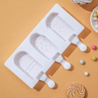Форма силиконовая для мороженого «Эскимо со сладостями», 19,5?17,7 см, 3 ячейки (7?4,2 см), цвет МИКС: 