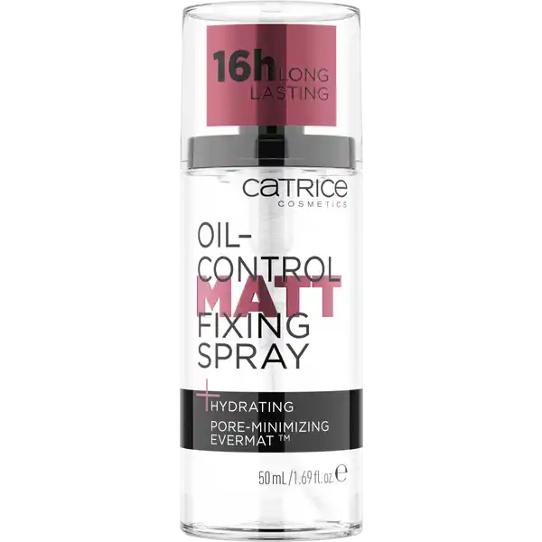 Catrice Oil-Control Matt Fixing Spray: Цвет: https://www.rossmann.de/de/make-up-catrice-oil-control-matt-fixing-spray/p/4059729312525
Produktbeschreibung und details Bye bye Poren und unerwnschter Glanz  dank des BeautyInhaltsstoffs Evermat von Sederma Der im Spray enthaltene Extrakt aus afrikanischer Baumrinde minimiert die Poren und mattiert den Teint Speziell fr lige Haut entwickelt reduziert das Spray die Produktion von berschssigem Sebum Zudem fixiert es das MakeUp bis zu  Stunden lang  ohne die Haut auszutrocknen Einfach vor der Foundation als Primer verwenden oder fr einen lngeren Halt nach der BeautyRoutine auf das MakeUp sprhen und fertig ist der perfekt mattierte Look On top eignet sich das Spray optimal fr ein kurzes Touchup oder eine Erfrischung zwischendurch Kontaktdaten cosnova GmbH Am Limespark  D Sulzbach am Taunus wwwcatricede  UrsprungslandHerkunftsort Oesterreich Anwendung und Gebrauch Das OilControl Matt Fixing Spray lsst sich vor dem Auftragen der Foundation als Primer oder nach der Beauty Routine als Fixing Spray verwenden  fr einen langanhaltend matten Look Inhaltsstoffe AQUA WATER BUTYLENE GLYCOL ENANTIA CHLORANTHA BARK EXTRACT PROPYLENE GLYCOL SODIUM PHYTATE OLEANOLIC ACID CITRIC ACID SODIUM BENZOATE POTASSIUM SORBATE Warnhinweise und wichtige Hinweise Warnhinweise Augen und Mund geschlossen halten Bei Augenkontakt bitte grndlich mit Wasser splen