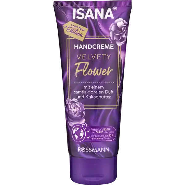 ISANA Handcreme Velvety Flower: Цвет: https://www.rossmann.de/de/pflege-und-duft-isana-handcreme-velvety-flower/p/4068134005373
Produktbeschreibung und details Verwhne deine Haut und Sinne mit unserer ISANA HANDCREME VELVETY FLOWER Die Formulierung mit einzigartigem Duft nach samtigzarten Blten in Kombination mit pflegender Kakaobutter spendet den Hnden h lang Feuchtigkeit Zudem schtzt die Handcreme strapazierte Hnde und zieht schnell ein Samtigflorales Dufterlebnis Hautvertrglichkeit dermatologisch besttigt Kontaktdaten Dirk Rossmann GmbH Isernhgener Str   Burgwedel wwwrossmannde Inhaltsstoffe Aqua Glycerin Cetearyl Alcohol Canola Oil Glyceryl Stearate Propylene Glycol Theobroma Cacao Seed Butter Parfum Sodium Cetearyl Sulfate Phenoxyethanol Benzyl Alcohol AlphaIsomethyl Ionone Geraniol Citronellol Citric Acid Sodium Hydroxide