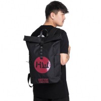 HIDETOSHI WAKASHIMA "Musashino" Rolltop Backpack black/red: Цвет: Brand: HIDETOSHI WAKASHIMA Brand lettering and logo on the front Material: 100% polyester Lining: 100% polyester Dimensions (WxHxD): approx. 39 x 58.5 x 13 cm Volume: approx. 29.5 liters comfortable roll-top Backpack with flexible capacity with rollable flap and hook closure, with adjustable webbing and four loops for hooking Height adjustable from 44 cm to 47 cm Large top load opening for easy filling a spacious main compartment with a padded laptop compartment two front compartments with vertical zippers open slide-in compartment on both sides Padded back with stabilizing seams Equipped with easy-care and wipeable lining adjustable shoulder straps with padding reinforced floor a carrying handle pleasant wearing comfort NEW, with label &amp; original packaging
https://www.sportspar.com/hidetoshi-wakashima-musashino-rolltop-backpack-black/red
