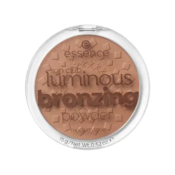 essence sun club luminous bronzing powder 20: Цвет: Produktbeschreibung und details Aufgetragen auf Gesicht und Dekollet erzeugt das Puder einen natrlichen BronzingEffekt und sorgt fr einen gesunden Glanz Kontaktdaten cosnova GmbH Am Limespark  D Sulzbach am Taunus UrsprungslandHerkunftsort Italien Inhaltsstoffe TALC ZINC STEARATE MICA OCTYLDODECANOL CAPRYLICCAPRICMYRISTICSTEARIC TRIGLYCERIDE PHENYL TRIMETHICONE TOCOPHERYL ACETATE GLYCERYL CAPRYLATE OCTYLDODECYL STEAROYL STEARATE pANISIC ACID PARFUM FRAGRANCE CI  IRON OXIDES CI  IRON OXIDES CI  IRON OXIDES CI  MANGANESE VIOLET
https://www.rossmann.de/de/make-up-essence-sun-club-luminous-bronzing-powder-20/p/4059729241740