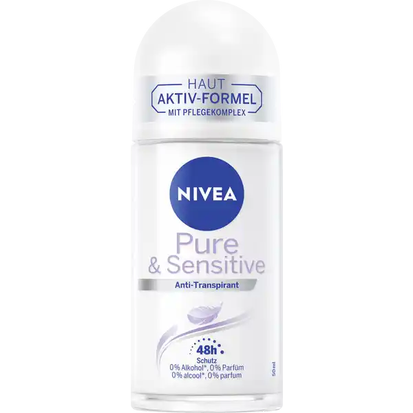 NIVEA Anti-Transpirant Roll-on Pure & Sensitive: Цвет: Produktbeschreibung und details NIVEA Pure ampamp Sensitive wurde speziell auf die Bedrfnisse sensibler Haut entwickelt Das Deo schtzt  Stunden effektiv vor Achselnsse und Krpergeruch  ohne die Haut zu reizen Die wirksame Formel ist frei von Alkohol Parfm Farb und Konservierungsstoffen Die optimale Kombination aus NIVEA Pflege und wirksamem Schutz vor Geruch sorgt fr ein angenehmes Hautgefhl  den ganzen Tag  Stunden effektiver AntiTranspirantSchutz speziell abgestimmt auf die Bedrfnisse sensibler Haut ohne Alkohol Ethylalkohol Hautvertrglichkeit dermatologisch besttigt Kontaktdaten Beiersdorf AG D Hamburg wwwniveade  Anwendung und Gebrauch Das AntiTranspirant am besten nach dem Duschen verwenden Das Produkt direkt an den Achseln anwenden Lassen Sie das Produkt vollstndig trocknen bevor Sie sich anziehen Nicht auf gereizter oder geschdigter Haut anwenden Inhaltsstoffe Aqua Aluminum Chlorohydrate PPG Stearyl Ether Steareth Steareth Chamomilla Recutita Flower Extract Bisabolol Persea Gratissima Oil Glycine Soja Oil Trisodium EDTA BHT Tocopherol
https://www.rossmann.de/de/pflege-und-duft-nivea-anti-transpirant-roll-on-pure-und-sensitive/p/0000042419372