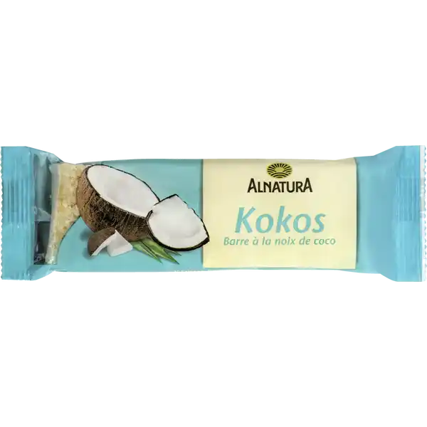 Alnatura Bio Kokos Fruchtschnitte: Цвет: Produktbeschreibung und details Ein exotischfruchtiger Genuss fr zwischendurch In diesem aromatischen Riegel vereinen sich  saftige Kokosraspeln mit der feinen Se von Reissirup und Rohrohrzucker gemahlene Bourbonvanille rundet den Geschmack ab Die Alnatura Kokosschnitte ist in zwei zarte Oblaten eingebettet  perfekt fr die Pause unterwegs Alle Zutaten stammen aus BioAnbau vegan Lebensmittelunternehmer Name Alnatura GmbH Adresse MahatmaGandhiStrae   Darmstadt wwwalnaturade Bio Zertifikat DEKO UrsprungslandHerkunftsort EUNichtEULandwirtschaft Testurteile Qualittssiegel ampamp Verbandszeichen Rechtlich vorgeschriebene Produktbezeichnung Bio KokosSchnitte Zutaten Kokosraspel   Reissirup HAFERVOLLKORNMEHL  Oblaten  WEIZENMEHL  Kartoffelstrke Rohrohrzucker Kokosfett Bourbonvanilleschote gemahlen Kann Spuren von MANDEL HASELNUSS und CASHEWNUSS enthalten aus biologischer Landwirtschaft Nhrwerte Durchschnittliche Nhrwertangaben pro  g Energie  kj   kcal Fett  g davon  gesttigte Fettsuren  g Kohlenhydrate  g davon  Zucker  g Ballaststoffe  g Eiwei  g Salz  g Gebrauch Aufbewahrung und Verwendung Aufbewahrungs und Verwendungsbedingungen Bitte trocken lagern und vor Wrme schtzen
https://www.rossmann.de/de/lebensmittel-alnatura-bio-kokos-fruchtschnitte/p/0000042305880