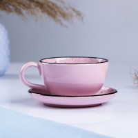 Чашка с блюдцем "Агнес" розовая, 0,2л: 