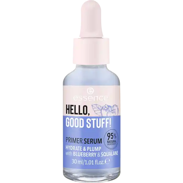 essence HELLO, GOOD STUFF! PRIMER SERUM HYDRATE & PLUMP: Цвет: https://www.rossmann.de/de/make-up-essence-hello-good-stuff-primer-serum-hydrate-und-plump/p/4059729338792
Produktbeschreibung und details Pflegeboost und Feuchtigkeitskick Das HELLO GOOD STUFF FACE SERUM bringt die tgliche Gesichtspflege mit tollen Ingredients wie BlueberryExtrakt aufs nchste Level Das Face Serum mit Hyaluronsure und Squalan versorgt die Haut mit Feuchtigkeit und lsst das Gesicht aufgepolstert wirken  fr einen jung und gepflegt aussehenden Teint der strahlt Kontaktdaten cosnova GmbH Am Limespark  D Sulzbach am Taunus  UrsprungslandHerkunftsort Oesterreich Anwendung und Gebrauch Ein pflegendes Gesichtsserum lsst sich ganz einfach in die tgliche BeautyRoutine integrieren einfach nach der Gesichtsreinigung ein paar Tropfen Serum auf Gesicht Hals und Dekollet auftragen sanft einmassieren und einziehen lassen Anschlieend kann die normale Tagespflege aufgetragen werden Inhaltsstoffe AQUA WATER GLYCERIN VACCINIUM MYRTILLUS FRUIT WATER PENTYLENE GLYCOL SQUALANE SODIUM ACETYLATED HYALURONATE SODIUM HYALURONATE CROSSPOLYMER HYDROLYZED SODIUM HYALURONATE SODIUM HYALURONATE TOCOPHEROL XANTHAN GUM SODIUM LAURYL SULFOACETATE SODIUM OLEOYL SARCOSINATE ETHYLHEXYLGLYCERIN SODIUM GLUCONATE SODIUM CHLORIDE SODIUM OLEATE SODIUM SULFATE CITRIC ACID PHENOXYETHANOL SODIUM BENZOATE PARFUM FRAGRANCE CI  BLUE