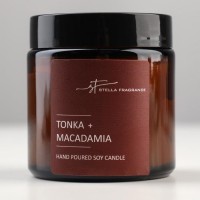 Свеча ароматическая в банке "TONKA MACADAMIA", соевый воск, 90 г, тонка и макадамия: 