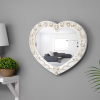 Зеркало настенное "Сердце" ,41х35 см, белый с золотом: 