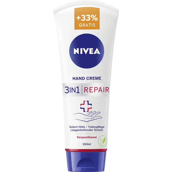 NIVEA Hand Creme 3in1 Repair: Цвет: Produktbeschreibung und details Mchten Sie sofortige Linderung unangenehmer Spannungsgefhle und haben keine Lust mehr auf trockene rissige Hnde Dann probieren Sie die NIVEA in Repair Hand Creme mit veganer Formel und SofortHilfeEffekt Die Tiefenpflege mit Dexpanthenol bietet langanhaltenden Schutz und spendet gereizten beanspruchen Hnden h lang intensive Feuchtigkeit Fr einen Effekt den Sie nicht nur fhlen sondern auch sehen knnen fr sehr trockene Hnde lindert sofort unangenehme Spannungsgefhl schtzt langanhaltende pflegt tiefenwirksam schtzende Pflege mit veganer Formel Hautvertrglichkeit dermatologisch besttigt Kontaktdaten Beiersdorf AG Unnastrasse   Hamburg wwwNIVEAde Anwendung und Gebrauch Hand Creme sanft auftragen und einziehen lassen Fr eine bessere Wirkung nach dem Waschen regelmig nachcremen Inhaltsstoffe Aqua Glycerin Cetyl Alcohol Myristyl Alcohol Sodium Cetearyl Sulfate Isopropyl Palmitate Panthenol Butyrospermum Parkii Butter Dimethicone Palmitic Acid Stearic Acid Myristic Acid Arachidic Acid Oleic Acid Ethylhexylglycerin Phenoxyethanol Trisodium EDTA Pantolactone Citric Acid Linalool Limonene Citronellol Geraniol AlphaIsomethyl Ionone Benzyl Alcohol Parfum
https://www.rossmann.de/de/pflege-und-duft-nivea-hand-creme-3in1-repair/p/0000042390039