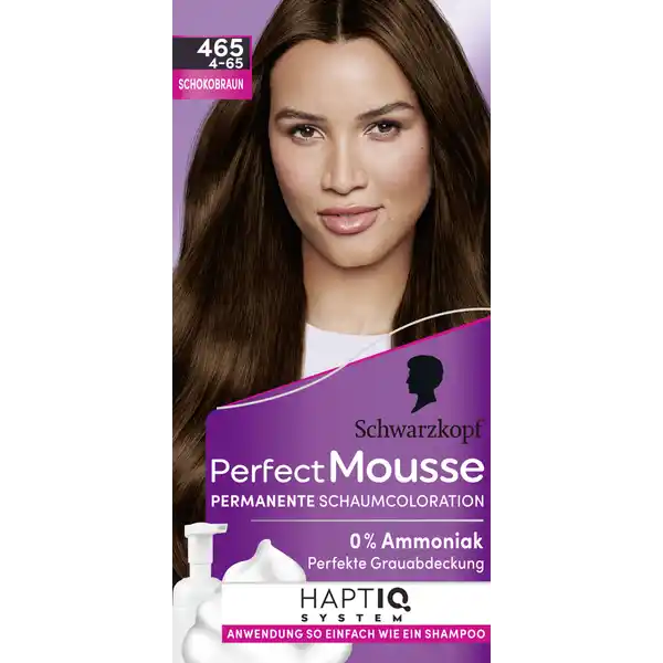 Schwarzkopf Perfect Mousse Perfect Mousse Schaumcoloration 465 Schokobraun: Цвет: Produktbeschreibung und details Einfach wie ein Shampoo Kennen Sie das Geheimnis einer perfekten Coloration Verwenden Sie Perfect Mousse Shade  Schokobraun Mit seinem sanften Schaum macht Perfect Mousse das Colorieren zu Hause erstaunlich einfach lang anhaltende glnzende Farben gepflegt und gesund aussehendes Haar perfekte Grauabdeckung  Ammoniak Kontaktdaten Schwarzkopf ampamp Henkel GmbH D Dsseldorf wwwschwarzkopfde     Anwendung und Gebrauch Bitte Gebrauchsanweisung beachten
https://www.rossmann.de/de/pflege-und-duft-schwarzkopf-perfect-mousse-perfect-mousse-schaumcoloration-465-schokobraun/p/4015100334005