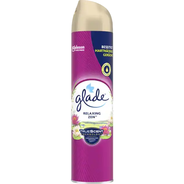 Glade Duftspray Relaxing Zen™: Цвет: Produktbeschreibung und details Glade by Brise Duftspray Relaxing Zen in  beseitigt Gerche  erfrischt die Luft  wirkt in Sekunden  hochwertiger Duft  langanhaltende Frische  UrsprungslandHerkunftsort Deutschland Anwendung und Gebrauch Dose vor jedem Gebrauch gut schtteln Der Duft entfaltet sich am besten wenn Sie nach oben in die Mitte des Raums sprhen Dieses Produkt ist nicht fr den Gebrauch auf Textilien empfohlen Inhaltsstoffe Wasser Isobutane Propane Duftstoffe Sorbitan Oleate Sodium Phosphate Potassium Phosphate Propylene Glycol Ammonium Hydroxide Steartrimonium Chloride Isopropanol Warnhinweise und wichtige Hinweise Warnhinweise ACHTUNG Extrem entzndbares Aerosol Behlter steht unter Druck Kann bei Erwrmung bersten Darf nicht in die Hnde von Kindern gelangen BEI KONTAKT MIT DEN AUGEN Einige Minuten lang behutsam mit Wasser splen Vorhandene Kontaktlinsen nach Mglichkeit entfernen Weiter splen Vor Sonnenbestrahlung schtzen Nicht Temperaturen ber  C aussetzen Von Hitze heien Oberflchen Funken offenen Flammen und anderen Zndquellen fernhalten Nicht rauchen Nicht gegen offene Flamme oder andere Zndquelle sprhen Nicht durchstechen oder verbrennen auch nicht nach Gebrauch Aerosol nicht einatmen Achtung Anwendung nur nach Gebrauchsanweisung Nur in gut gelfteten Bereichen verwenden Personen die auf Duftstoffe empfindlich reagieren sollten dieses Produkt mit Vorsicht verwenden Raumdfte sind kein Ersatz fr gute Haushaltshygiene Nur entleerte Dosen in die Wertstoffsammlung geben
https://www.rossmann.de/de/haushalt-glade-duftspray-relaxing-zen/p/5000204539349