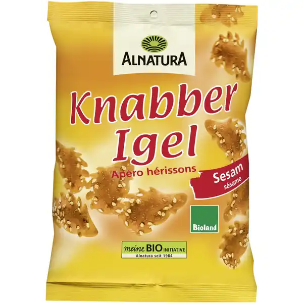 Alnatura Bio Knabber Igel Sesam: Цвет: Produktbeschreibung und details Ein Knabberspa fr jedes Alter Dieses luftigknusprige BioGebck in kleiner Igelform schmeckt Gro und Klein Fein bestreut mit Sesam passen die Alnatura KnabberIgel auf den Snackteller in die Pausendose oder zum Familienausflug Hergestellt werden sie mit BiolandZutaten BioQualitt Bioland luftigknuspriges Gebck mit Sesam bestreut SesamKnabbergebck zum Knabbern zwischendurch Lebensmittelunternehmer Name Alnatura GmbH Adresse MahatmaGandhiStr  D Darmstadt wwwalnaturade Bio Zertifikat CHBIO UrsprungslandHerkunftsort EUNichtEULandwirtschaft Testurteile Qualittssiegel ampamp Verbandszeichen Rechtlich vorgeschriebene Produktbezeichnung Bio SesamKnabbergebck Zutaten WEIZENMEHL  Type  Palml SESAM   Hefe Rbenzucker Speisesalz GERSTENMALZEXTRAKT  HHNERVOLLEI  Backtriebmittel Natriumhydrogencarbonat MILCHEIWEI Glukosesirup WEIZENSTRKE  MAGERMILCHPULVER  aus biologischer Landwirtschaft Kann Spuren von MANDEL und HASELNUSS enthalten Nhrwerte Durchschnittliche Nhrwertangaben pro  g Energie  kj   kcal Fett  g davon  gesttigte Fettsuren  g Kohlenhydrate  g davon  Zucker  g Ballaststoffe  g Eiwei  g Salz  g Gebrauch Aufbewahrung und Verwendung Aufbewahrungs und Verwendungsbedingungen Bitte trocken lagern und vor Wrme schtzen Warnhinweise und wichtige Hinweise Warnhinweise Unter Schutzatmosphre verpackt
https://www.rossmann.de/de/lebensmittel-alnatura-bio-knabber-igel-sesam/p/4104420056046