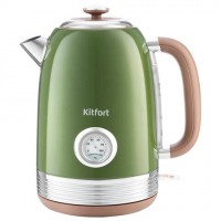 Чайник KITFORT КТ-6110, 1,7 л, 2200 Вт, закрытый нагревательный элемент, сталь, зеленый/бежевый: Цвет: Чайник KITFORT КТ-6110 имеет встроенный термометр, выполненный в винтажном стиле. Это очень удобно для приготовления различных напитков, для которых требуется определённая температура воды.
: KITFORT
: 1
: Бытовая техника
: Для кухни
Форма корпуса, стильный дизайн и оригинальное цветовое решение сделают чайник украшением домашней или офисной кухни. Объем чайника составляет 1,7 л, что делает его оптимальным выбором для семьи или небольшого офиса.Корпус и крышка прибора выполнены из нержавеющей стали. Пластиковая ручка не нагревается и удобно лежит в руке.Крышка чайника полностью съёмная, что облегчает доступ внутрь чайника.Мерная шкала позволяет легко следить за уровнем воды. Специальная форма носика позволяет точно наливать воду в чашку без расплёскивания и брызг. В носик встроен съёмный фильтр, который предотвращает попадание частичек накипи в чашку.Чайник оснащён английским контроллером VNQ™ by STRIX – № 1 среди поставщиков компонентов для электрочайников. Он устраняет риски короткого замыкания и возгорания прибора. Обеспечивает защиту при закипании, при включении чайника без воды.