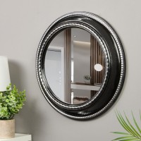 Зеркало интерьерное, настенное,  D=45,5 см, черный с серебром: 