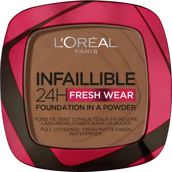 LOral Paris Infaillible H Fresh Wear MakeUpPuder  Deep Amber: Цвет: Produktbeschreibung und details Das Infaillible H Fresh Wear MakeUpPuder deckt langanhaltend und mattiert zuverlssig Das Infaillible H Fresh Wear MakeUpPuder von LOral Paris vereint die Deckkraft und den Halt eines MakeUps mit dem MattEffekt eines Puders Die langanhaltenden Pigmente sorgen fr eine hohe Deckkraft  ganz ohne Verblassen Die leichte Formel gibt dem Teint ein zuverlssig mattes Finish Die PuderTextur sorgt fr ein angenehmes Tragegefhl ohne ein Gefhl von trockener Haut zu hinterlassen Die atmungsaktive Formel hlt bis zu H ist wasserfest schweifest und hlt auch bei hoher Luftfeuchtigkeit Neben MakeUp Primer und Concealer ergnzt das MakeUpPuder die HighPerformance InfaillibleReihe von LOral Paris Einem langanhaltenden Look steht nichts mehr im Wege Kontaktdaten LORAL Deutschland GmbH  Geschftsbereich LOral Paris Johannstrae   Dsseldorf UrsprungslandHerkunftsort Italien Anwendung und Gebrauch Das MakeUpPuder mit dem enthaltenen Schwmmchen in kreisenden Bewegungen auf das Gesicht auftragen Es kann ganz ohne MakeUp alleinstehend verwendet werden Gebrauch Aufbewahrung und Verwendung Aufbewahrungs und Verwendungsbedingungen Khl und trocken lagern Inhaltsstoffe TALC  ZINC STEARATE  DIMETHICONE  ZEA MAYS STARCH  CORN STARCH  CAPRYLICCAPRIC TRIGLYCERIDE  SILICA  DIMETHICONEVINYL DIMETHICONE CROSSPOLYMER  TRIETHOXYCAPRYLYLSILANE  CAPRYLYL GLYCOL  ETHYLHEXYLGLYCERIN  POTASSIUM SORBATE  SILICA NANO  SILICA  PARFUM  FRAGRANCE  ISOCETETH  ALARIA ESCULENTA EXTRACT  HEXYL CINNAMAL  BENZYL SALICYLATE  LINALOOL  ALPHAISOMETHYL IONONE  BENZYL ALCOHOL  CITRONELLOL  TOCOPHEROL   MAY CONTAIN CI   TITANIUM DIOXIDE  CI  CI  CI   IRON OXIDES  MICA  CI   YELLOW  LAKE  CI   ULTRAMARINES  CI   RED  LAKE FIL C
https://www.rossmann.de/de/make-up-loreal-paris-infaillible-24h-fresh-wear-make-up-puder-375-deep-amber/p/3600523952397