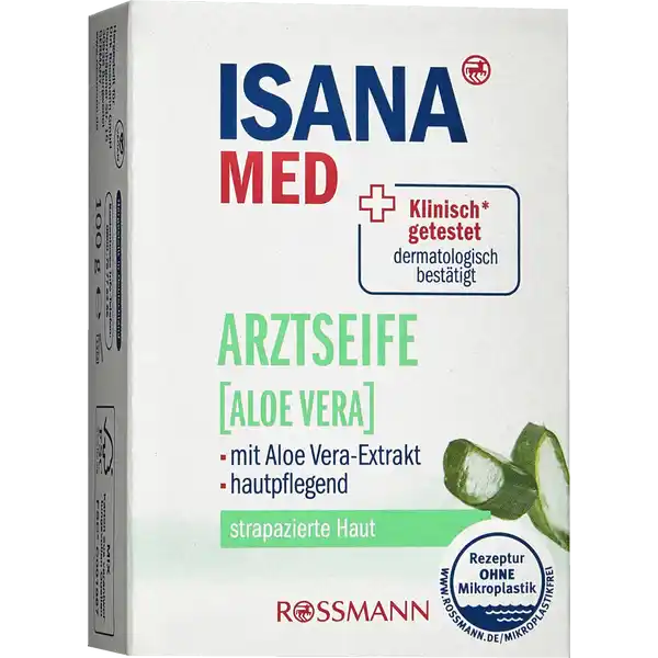 ISANA MED Arztseife Aloe Vera: Цвет: Produktbeschreibung und details Die ISANA Med Arztseife Aloe Vera ist fr die Reinigung von empfindlicher und stark beanspruchter Haut geeignet Von Experten entwickelte Rezeptur  pflegt die Haut auch bei hufigem Waschen Mit feuchtigkeitsspendendem Aloe Vera und DPanthenol fr strapazierte Haut mit Aloe VeraExtrakt hautpflegend schonende Reinigung mit wertvollen Inhaltsstoffen klinisch getestet dermatologisch besttigt diese Rezeptur ist zu  ohne Mikroplastik Hautvertrglichkeit dermatologischklinisch besttigt  Testung gem Dermatest SterneSiegel wwwsternegarantiede Kontaktdaten Dirk Rossmann GmbH Isernhgener Str   Burgwedel wwwrossmannde   UrsprungslandHerkunftsort Hergestellt in Deutschland Testurteile Qualittssiegel ampamp Verbandszeichen Gebrauch Aufbewahrung und Verwendung Aufbewahrungs und Verwendungsbedingungen Trocken lagern Inhaltsstoffe Sodium Palmate Sodium Palm Kernelate Aqua Glycerin Coconut Acid Parfum Aloe Barbadensis Leaf Juice Powder Panthenol Sodium Chloride Sodium Hydroxide Tetrasodium Glutamate Diacetate
https://www.rossmann.de/de/pflege-und-duft-isana-med-arztseife-aloe-vera/p/4305615608815