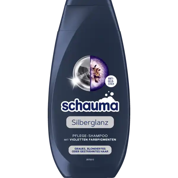 Schauma Silberglanz Shampoo: Цвет: Produktbeschreibung und details Die violetten Farbpigmente helfen ich gelbliche Verfrbungen zu reduzieren und pflegen und krftigen zudem deine Haarstruktur fr graues blondiertes oder gestrhntes Haar mit violetten Farbpigmenten vegan und silikonfrei frei von Inhaltsstoffen tierischen Ursprungs Kontaktdaten Schwarzkopf ampamp Henkel a division of Henkel AG ampamp Co KGaA D Dsseldorf wwwschaumade Anwendung und Gebrauch Sanft im feuchten Haar verteilen und kurz einwirken lassen Nicht vergessen dabei den Wasserhahn zuzudrehen um Wasser zu sparen Dann grndlich aussplen Inhaltsstoffe Aqua Water Eau Sodium Laureth Sulfate Disodium Cocoamphodiacetate Sodium Chloride Laureth Sodium Benzoate PEG Glyceryl Cocoate Citric Acid Parfum Fragrance Glycol Distearate Polyquaternium Glycerin Sodium Salicylate Laureth Niacinamide Panthenol Acid Violet  Cocamidopropyl Betaine Sodium Hydroxide Benzyl Salicylate Propylene Glycol Ribes Nigrum Black Currant Fruit Extract Ethyl Linalool Benzoic Acid Potassium Sorbate Benzyl Alcohol Warnhinweise und wichtige Hinweise Warnhinweise Darf nicht in die Hnde von Kindern gelangen Nach der Anwendung gut aussplen
https://www.rossmann.de/de/pflege-und-duft-schauma-silberglanz-shampoo/p/4015100719130