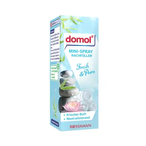 domol Mini Spray Nachfller Fresh amp Pure: Цвет: Produktbeschreibung und details Freuen Sie sich auf ein angenehm frisches Dufterlebnis in Bad und WC  mit dem domol MiniSpray Fresh ampamp Pure unangenehme Gerche werden schnell und wirkungsvoll entfernt fr bis zu  Sprhste erfrischende Duftkomposition Kontaktdaten Dirk Rossmann GmbH Isernhgener Strae   Burgwedel wwwrossmannde   UrsprungslandHerkunftsort Hergestellt in der EU Anwendung und Gebrauch Zum Wechseln der Duftkartusche den domol MiniSpray Halter aufklappen und leere Kartusche aus der Halterung entnehmen Neue Duftkartusche in den Halter einlegen und leicht hineindrcken bis diese einrastet Danach Halter schlieen Leicht auf den Halter drcken um frischen fein zerstubten Duft zu versprhen Die Kartusche ist fr die meisten handelsblichen Halter geeignet Warnhinweise und wichtige Hinweise Warnhinweise GEFAHR Extrem entzndbares Aerosol Behlter steht unter Druck Kann bei Erwrmung bersten Schdlich fr Wasserorganismen mit langfristiger Wirkung Darf nicht in die Hnde von Kindern gelangen Von Hitze heien Oberflchen Funken offenen Flammen und anderen Zndquellen fernhalten Nicht rauchen Nicht gegen offene Flamme oder andere Zndquelle sprhen Nicht durchstechen oder verbrennen auch nicht nach Gebrauch Vor Sonnenbestrahlung schtzen und nicht Temperaturen ber  C F aussetzen InhaltBehlter gem lokalen regionalennationaleninternationalen Vorschriften einer anerkannten Abfallentsorgungsanlage zufhren Enthlt Hexylsalicylat Acetylcedren Kann allergische Reaktionen hervorrufen Nicht direkt auf Oberflchen sprhen Bei Kontakt mit Oberflchen sofort mit einem feuchten Tuch abwischen Nicht auf empfindliche Oberflchen kleben Personen die auf Duftstoffe empfindlich reagieren sollten dieses Produkt mit Vorsicht verwenden Raumdfte sind kein Ersatz fr gute Haushaltshygiene
https://www.rossmann.de/de/haushalt-domol-mini-spray-nachfueller-fresh-und-pure/p/4305615559384