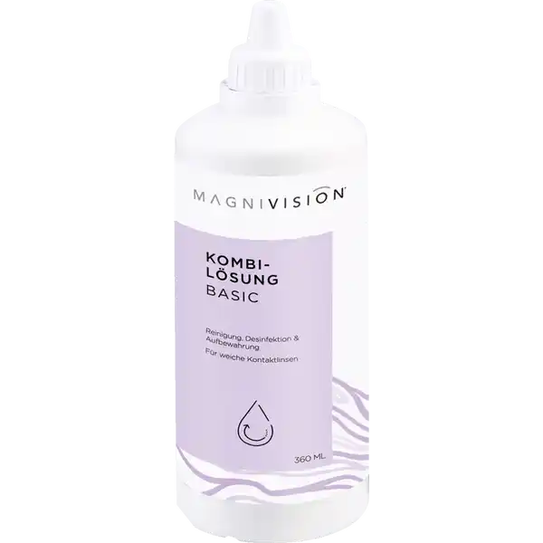 Magnivision KombiLsung Basic: Цвет: https://www.rossmann.de/de/gesundheit-magnivision-kombi-loesung-basic/p/8023384051545
Produktbeschreibung und details Magnivision KombiLsung Basic ist eine vielseitige Lsung fr alle Arten von weichen und gefrbten Kontaktlinsen Die Lsung hat eine hohe antibakterielle und antiproteinische Wirkung Magnivision KombiLsung Basic ist zum Splen Reinigen Desinfizieren und zur Aufbewahrung als Feuchthaltemittel fr weiche Kontaktlinsen geeignet Kontaktdaten Care GmbH Wissenschaftspark Frauenhoferstr   Kiel     UrsprungslandHerkunftsort Italien Anwendung und Gebrauch Waschen Sie sich grndlich die Hnde Entfernen Sie die Kontaktlinsen nehmen Sie einige Tropfen der Magnivision KombiLsung Basic und massieren Sie diese einige Sekunden lang auf dem Handrcken ein Splen Sie die Kontaktlinsen mit Magnivision KombiLsung Basic ab und lassen Sie sie mindestens  Stunden oder ber Nacht in der Lsung Bevor Sie die Kontaktlinsen einsetzten mssen Sie diese noch einmal mit Magnivision KombiLsung Basic splen Flasche nach Gebrauch verschlieen Gebrauch Aufbewahrung und Verwendung Aufbewahrungs und Verwendungsbedingungen Nach dem ffnen innerhalb von  Tagen verwenden Zwischen  und C aufbewahren Inhaltsstoffe Ethylene diamine tetra acetic acid  PolyHexaMethyleneBiguanide  Hydroxyethylcellulose Polysorbate  Taurine Natrium chloride Dibasic sodium phosphate Monobasic sodium phosphate Sodium hydroxide anydrus Purified water Warnhinweise und wichtige Hinweise Warnhinweise Nicht verwenden wenn das Siegel beschdigt ist Wiederholen Sie den Reinigungsvorgang gem Gebrauchsanleitung erneut nachdem die Kontaktlinsen fr mehr als  Tage in derselben Lsung lagen Nicht verwenden bei berempfindlichkeit oder Allergien gegen einen Bestandteil Sollte das Produkt als unangenehm empfunden werden oder anhaltende Reizungen verursachen dann unterbrechen Sie die Anwendung und wenden Sie sich an einen Spezialisten Von Kindern fernhalten Nach Ablauf des Verfallsdatum nicht mehr verwenden Zum Absplen der Kontaktlinsen niemals Leitungswasser verwenden Nicht verschlucken Vor jeglicher Verwendung von ophtalmischen Arzneimitteln whrend des Tragens von Kontaktlinsen einen Spezialisten konsultieren Das Kontaktlinsenpflegesystem nicht wechseln ohne einen Augenarzt zu konsultieren Gegenanzeigen Es existieren keine nachgewiesenen Gegenanzeigen