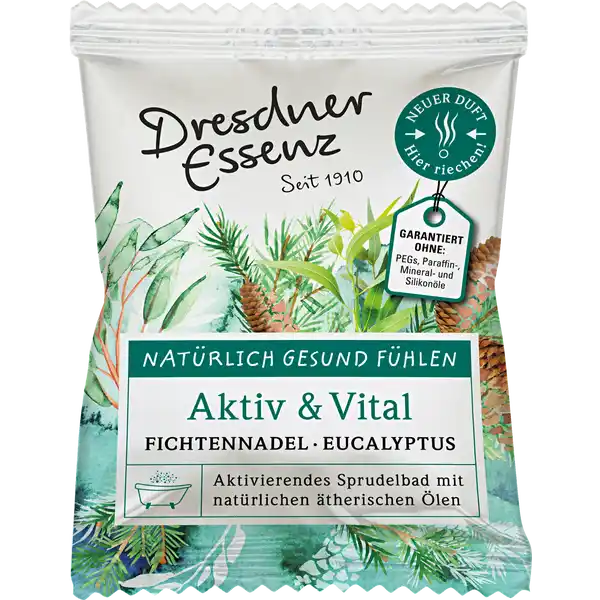 Dresdner Essenz Sprudelbad Aktiv & Vital: Цвет: https://www.rossmann.de/de/gesundheit-dresdner-essenz-sprudelbad-aktiv-und-vital/p/4017512192051
Produktbeschreibung und details Das Sprudelbad AKTIV ampamp VITAL mit natrlichem therischen Fichtennadel und Eukalyptusl wirkt wohltuend nach sportlicher Bettigung Im warmen Badewasser aktiviert es die Hautdurchblutung und schenkt neue Energie Pflegendes Mandell bewahrt die Haut vor dem Austrocknen Kontaktdaten LiiL GmbH Arzneimittel Arzneibder Leipziger Strae  D Dresden UrsprungslandHerkunftsort Deutschland Anwendung und Gebrauch Nur zur uerlichen Anwendung Gebrauch Aufbewahrung und Verwendung Aufbewahrungs und Verwendungsbedingungen Khl und trocken lagern Fr Kinder unzugnglich aufbewahren Inhaltsstoffe Sodium Bicarbonate Citric Acid Sodium Chloride Solanum Tuberosum Starch Silica Sodium Methyl Oleoyl Taurate Prunus Amygdalus Dulcis Oil Parfum Abies Sibirica Oil Camphor Eucalyptus Globulus Leaf Oil Isopropyl Palmitate Limonene CI  CI