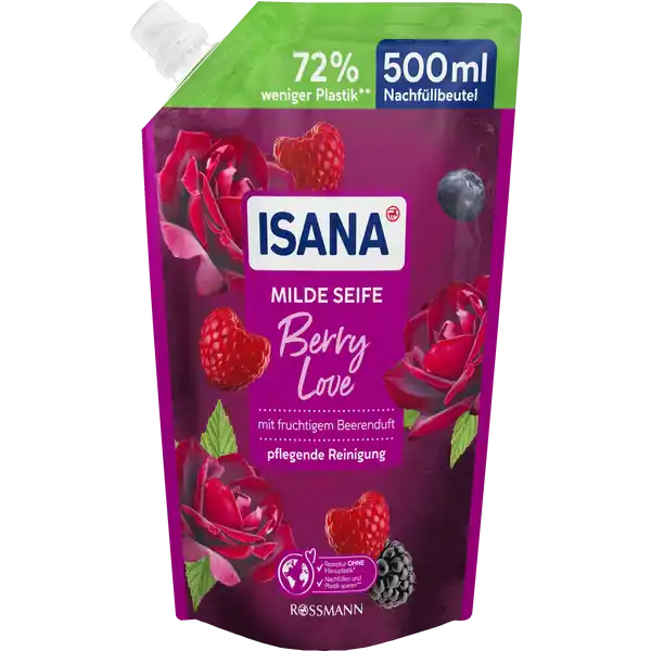 ISANA Milde Seife Berry Love Nachfllbeutel: Цвет: https://www.rossmann.de/de/pflege-und-duft-isana-milde-seife-berry-love-nachfuellbeutel/p/4305615848174
Produktbeschreibung und details Die Isana Seifen reinigen Ihre Hnde sanft und schenken ein geschmeidiges Hautgefhl  Tag fr Tag Kontaktdaten Dirk Rossmann GmbH Isernhgener Str   Burgwedel wwwrossmannde     UrsprungslandHerkunftsort Deutschland Testurteile Qualittssiegel ampamp Verbandszeichen Inhaltsstoffe Aqua Sodium Laureth Sulfate Cocamidopropyl Betaine Sodium Chloride CocoGlucoside Glyceryl Oleate Parfum Tocopherol Hydrogenated Vegetable Glycerides Citrate Sodium Lactate Citric Acid Sodium Citrate Sodium Benzoate CI  CI