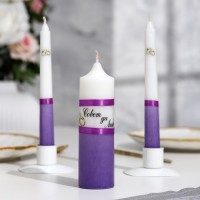 Набор свадебных свечей "Совет да любовь" фиолетовый: родительские 1,8х17,5; очаг 4х13,5: 