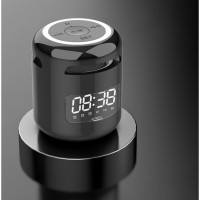 Часы - будильник электронные настольные: колонка, bluetooth, tf-карта, 7.6 х 8.8 см, USB: 