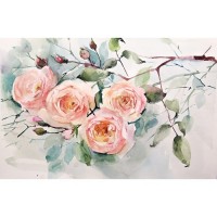 Картины на подрамнике "Акварель. Ветка розы" 40*50 см: 