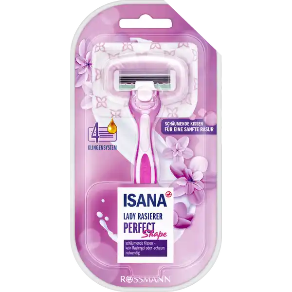 ISANA Lady Rasierer Perfect Shape: Цвет: Produktbeschreibung und details Perfekt durch den Tag mit seidenglatter Haut ISANA RASIERER fr eine komfortable Rasur und grndliche Haarentfernung Der ISANA LADY RASIERER PERFECT SHAPE verfgt ber einen abgerundeten Schwingkopf fr eine komfortable grndliche und glatte Rasur Die schumenden Kissen mit Shea und Kakaobutter sowie Vitamin E und Jojobal umgeben die keramikbeschichteten Klingen und werden bei Wasserkontakt aktiviert so dass kein Rasiergel oder schaum notwendig ist Die Ersatzklingen passen auch auf Venus Griffstcke KlingenSystem schumende Kissen  kein Rasiergel oder schaum notwendig vegan ausgenommen Simply Venus Griffstcke Venus ist eine eingetragene Marke der The Gillette Company LLC die dieses Produkt weder hergestellt noch untersttzt oder freigegeben hat Kontaktdaten Dirk Rossmann GmbH Isernhgener Strae   Burgwedel wwwrossmannde      UrsprungslandHerkunftsort Deutschland Testurteile Qualittssiegel ampamp Verbandszeichen Anwendung und Gebrauch Die Klingen ausschlielich unter flieendem Wasser reinigen  nicht abwischen Gebrauch Aufbewahrung und Verwendung Aufbewahrungs und Verwendungsbedingungen Produkt sauber und trocken lagern Inhaltsstoffe Schumende Kissen Stearic Acid PEGM Sodium Cocoyl Isethionate Palm Kernel Acid Sodium Isethionate WaterAqua Cyclodextrin Hydrogenated Jojoba Oil Tocopherol Theobroma Cacao Cocoa Seed Butter Aloe Barbadensis Leaf Juice Maltodextrin Butyrospermum Parkii Shea Butter Gleitstreifen PEGM PEGM PEG Cyclodextrin Hydrogenated Jojoba Oil Tocopherol Panthenol Aloe Barbadensis Leaf Juice Maltodextrin Warnhinweise und wichtige Hinweise Warnhinweise Auerhalb der Reichweite von Kindern aufbewahren Klingen nicht anfassen Nicht mit den ISANA RASIERERN der Produktgruppe PACE kompatibel
https://www.rossmann.de/de/pflege-und-duft-isana-lady-rasierer-perfect-shape/p/4305615757858