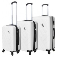 VERTICAL STUDIO "Vantaa" Suitcase Set of 3 20" 24" 28" white: Цвет: Brand VERTICAL STUDIO Set consisting of three trolley cases Outer material plastic ABS big Trolley External dimensions HWD  cm   cm   cm inches      Net Weight  Volume kg  L medium Trolley External dimensions HWD  cm   cm   cm inches      Net Weight  Volume kg  L smaller Trolley External dimensions HWD  cm   cm   cm inches      Net Weight  Volume kg  L Lining Material  polyester Brand logo as metal emblem on the front Matryoshka design can be stowed inside each other to save space smallest Suitcase conforms to carryon size regulations a telescopic handle with several possible height settings four smoothrunning wheels for easy transport a large main compartment with an allround way zip three digit suitcase lock  possible combinations Divider with integrated zip mesh pocket for subdivision converging straps with click closure Fully lined interior Zippered lining on each side of the case two carrying handles with suspension four spacers on one Llong side Structured outer material with a matte finish NEW with box ampamp original packaging
https://www.sportspar.com/vertical-studio-vantaa-suitcase-set-of-3-20-24-28-white