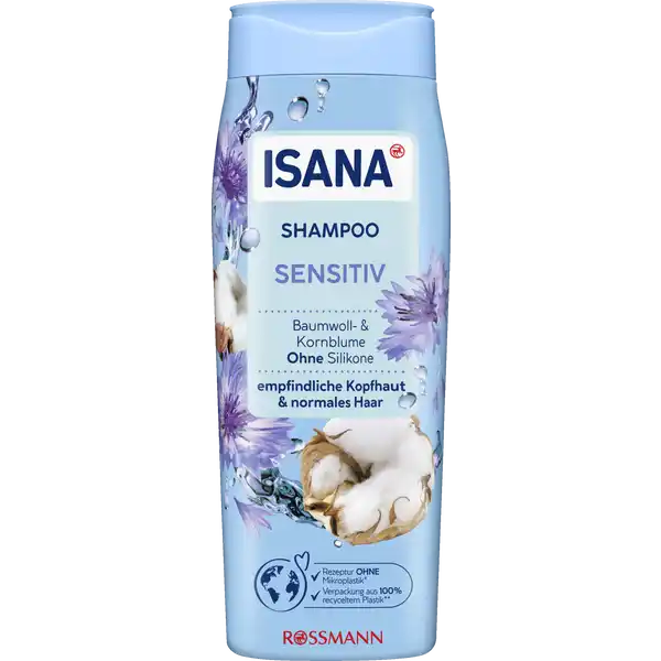 ISANA Shampoo Sensitiv: Цвет: https://www.rossmann.de/de/pflege-und-duft-isana-shampoo-sensitiv/p/4305615566184
Produktbeschreibung und details Das ISANA SHAMPOO SENSITIV mit Baumwollblumen und KornblumenExtrakt reinigt und pflegt besonders sanft Durch seine milde PflegeFormel mit beruhigenden Inhaltsstoffen sowie Panthenol ist es auch bei empfindlicher Kopfhaut bestens geeignet Baumwollampamp Kornblume ohne Silikone empfindliche Kopfhaut ampamp normales Haar Hautvertrglichkeit dermatologisch besttigt und pHhautneutral Diese Rezeptur ist zu  ohne Mikroplastik Verpackung zu  aus recyceltem Plastik Kontaktdaten Dirk Rossmann GmbH Isernhgener Strae   Burgwedel UrsprungslandHerkunftsort EU Testurteile Qualittssiegel ampamp Verbandszeichen Anwendung und Gebrauch In das feuchte Haar einmassieren Grndlich aussplen Inhaltsstoffe INGREDIENTS Aqua Sodium Laureth Sulfate Cocamidopropyl Betaine Sodium Chloride Niacinamide Panthenol Pantolactone Hydrolyzed Wheat Protein Gossypium Herbaceum Flower Extract Centaurea Cyanus Flower Extract CocoGlucoside Glyceryl Oleate Hyroxypropyl Guar Hydroxypropyltrimonium Chloride Tocopherol Hydrogenated Palm Glycerides Citrate PEG Distearate Glycerin Propylene Glycol Parfum Sodium Benzoate Potassium Sorbate Benzoic Acid Phenoxyethanol Citric Acid Sodium Hydroxide Warnhinweise und wichtige Hinweise Warnhinweise Augenkontakt vermeiden