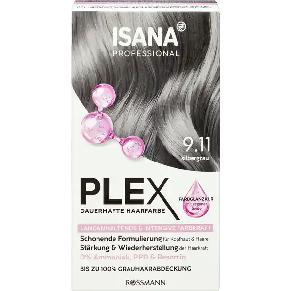 ISANA PROFESSIONAL Plex dauerhafte Haarfarbe 9.11 silbergrau: Цвет: https://www.rossmann.de/de/pflege-und-duft-isana-professional-plex-dauerhafte-haarfarbe-911-silbergrau/p/4068134014160
Produktbeschreibung und details Innovative Haarfarbe mit integriertem Plex System Die innovative Haarfarbe von ISANA Professional Plex mit integriertem Repair Komplex vereint brillante Farbergebnisse mit einer besonders schonenden Formulierung Dank der Haarschutzformel wird das Haar schon whrend der Frbung weniger belastet ISANA Professional Plex dauerhafte Haarfarbe bietet perfekte Grauhaarabdeckung und langanhaltende Farbergebnisse dazu einen angenehmen Duft Die ISANA Professional Plex dauerhafte Haarfarbe Farbglanz mit innovativer veganer Seide wirkt sofort strkend auf das Haar versiegelt das Haar und verleiht perfekte Kmmbarkeit mit frisch leuchtendem Glanz Farbe  silbergrau  Ammoniak PPD ampamp Resorcin langanhaltende ampamp intensive Farbkraft schonende Formulierung fr Kopfhaut und Haare pflegt das Haar mit veganer Seide Strkung und Wiederherstellung der Haarkraft bis zu   Grauhaarabdeckung Kontaktdaten Dirk Rossmann GmbH Isernhgener Str   Burgwedel wwwrossmannde Anwendung und Gebrauch Komponenten mischen gut schtteln auftragen nach  Minuten Einwirkzeit aussplen Mit Farbglanz nachbehandeln  Fertig Fr weitere Hinweise zur Anwendung liegt eine Gebrauchsanweisung bei Inhaltsstoffe Farbcreme fr Silbergrau  Aqua Cetearyl Alcohol Propylene Glycol Ethanolamine Beheneth SrSpider Polypeptide Amodimethicone Morpholinomethyl Silsesquioxane Copolymer Betaine Glycerin Sodium Cocoyl Isethionate Stearic Acid Succinic Acid Beheneth Lauryl Alcohol Dicaprylyl Ether Trideceth Polyquaternium Tetrasodium EDTA Sodium Hydrosulfite Ascorbic Acid Parfum TolueneDiamine Sulfate Chlororesorcinol pAminophenol mAminophenol Diaminophenoxyethanol HCI Entwickleremulsion  Aqua Hydrogen Peroxide Cetearyl Alcohol Ceteareth Cetearyl Ethylhexanoate Etidronic Acid Oxyquinoline Sulfate Tetrasodium EDTA Phosphoric Acid Disodium Pyrophosphate Farbglanzkur  Aqua Cetearyl Alcohol AmodimethiconeMorpholinomethyl Silsesquioxane Copolymer Behenamidopropyl Dimethylamine Behentrimonium Chloride SrSpider Polypeptide Stearamidopropyl Dimethylamine Guar Hydroxypropyltrimonium Chloride Glycerin Trideceth Isopropyl Alcohol Lactic Acid Succinic Acid Glycolic Acid Ethylhexylglycerin Phenoxyethanol Parfum Warnhinweise und wichtige Hinweise Warnhinweise Haarfrbemittel knnen schwere allergische Reaktionen hervorrufen Bitte folgende Hinweise lesen und beachten Dieses Produkt ist nicht fr Personen unter  Jahren bestimmt Temporre Ttowierungen mit schwarzem Henna knnen das Allergierisiko erhhen Frben Sie Ihr Haar nicht wenn Sie einen Ausschlag im Gesicht haben oder wenn Ihre Kopfhaut empfindlich gereizt oder verletzt ist Wenn Sie schon einmal nach dem Frben Ihrer Haare eine Reaktion festgestellt haben und eine temporre Ttowierung mit schwarzem Henna bei Ihnen schon einmal eine Reaktion verursacht hat Geeignete Handschuhe tragen Nicht zur Frbung von Wimpern und Augenbrauen verwenden Kontakt mit den Augen vermeiden Sofort Augen splen falls das Erzeugnis mit den Augen in Berhrung gekommen ist Nach der Anwendung die Haare gut splen Farbcreme enthlt Phenyldiamine Toluyendiamine Auer Reichweite von Kindern aufbewahren EntwicklerEmulsion enthlt Wasserstoffperoxid Kontakt mit den Augen vermeiden Sofort Augen splen falls das Erzeugnis mit den Augen in Berhrung gekommen ist Geeignete Handschuhe tragen Mischverhltnis Entwickleremulsion  Farbcreme   Wichtige Hinweise Bitte vor der Anwendung lesen und befolgen Fhren Sie keinen eigenen Vertrglichkeitstest durch Sollten Sie Zweifel haben ob Sie die Haarfarbe vertragen zB bei sehr empfindlicher Haut oder bereits aufgetretener Unvertrglichkeit bei frher durchgefhrter Haarfrbung lassen Sie sich am besten von Ihrem Hautarzt beraten Verwenden Sie diese Haarcoloration ausschlielich zur Frbung der Kopfhaare Nicht anwenden wenn Ihre Haare mit Henna oder Metallsalzen gefrbt wurden oder mit einem Produkt behandelt wurden das schrittweise zur natrlichen Haarfarbe zurckfhrt Auer Reichweite von Kindern aufbewahren Fertige Mischung sofort anwenden keinesfalls in geschlossener Flasche aufbewahren Bitte bewahren Sie Reste der Mischung nicht auf Vermeiden Sie die Berhrung der Farbcreme bzw der Mischung mit Textilien oder Kunststoffen da sonst Flecken entstehen die Sie praktisch nicht mehr entfernen knnen Spritzer auf der Haut oder Kleidung sofort absplen Bitte lesen und befolgen Sie die Hinweise in der Gebrauchsanweisung Nicht zur Anwendung bei Kindern bestimmt