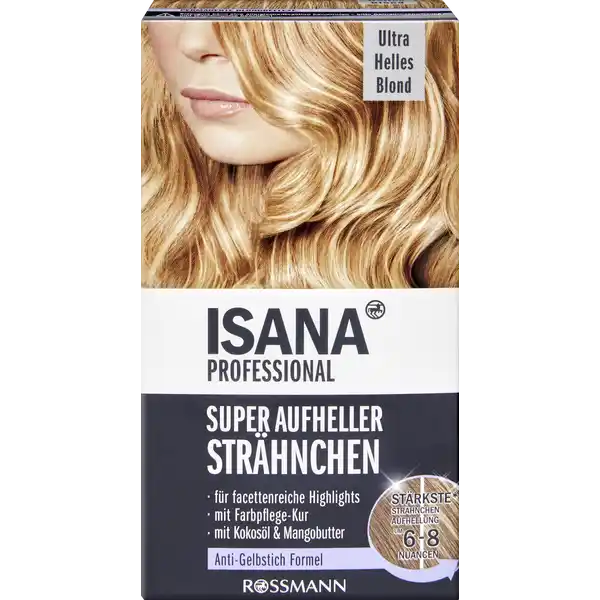 ISANA PROFESSIONAL Super Aufheller Strhnchen: Цвет: https://www.rossmann.de/de/pflege-und-duft-isana-professional-super-aufheller-straehnchen/p/4305615897769
Produktbeschreibung und details Die Super Aufheller Strhnchen verleihen Ihrer Haarfarbe helle lebendig wirkende Farbakzente Die hochwertige FarbpflegeKur mit neutralisierenden Pigmenten pflegt das Haar und lsst es strahlen fr ultra helle blonde Strhnchen voller Leuchtkraft und strahlendem Glanz fr ein facettenreiches Blond mit pflegendem Kokosl ampamp Mangobutter  FarbpflegeKur fr facettenreiche Highlights mit FarbpflegeKur mit Kokosl ampamp Magobutter AntiGelbstich Formel diese Rezeptur ist zu  ohne Mikroplastik Kontaktdaten Dirk Rossmann GmbH Isernhgener Str   Burgwedel wwwrossmannde      Testurteile Qualittssiegel ampamp Verbandszeichen Anwendung und Gebrauch Komponenten mischen auf das trockene Haar mit der beiliegenden Brste auftragen nach einer Einwirkzeit von  Minuten die sich nach dem gwnschten Aufhellungsgrad richtet aussplen  fertig EMPFEHLUNG Bei langem Haar bitte  Packungen verwenden Bitte beachten nicht geeignet fr graues Haar nicht anwenden unmittelbar nach einer Dauerwell oder Colorationsbehandlung bzw nach einer anderen chemischen Vernderung der Haare nach der Aufhellung mindstens  Tage warten bis eine der vorab genannten Anwendungen vorgenommen wird Aufhellungsgrad ist abhngig von der Ausgangshaarfarbe und Einwirkzeit Gebrauchsanweisung und Warnhinweise aufmerksam lesen und beachten Inhaltsstoffe FARBENTWICKLEREMULSION AQUAWATER HYDROGEN PEROXIDE CETEARYL ALCOHOL CETEARETH CETEARYL ETHYLHEXANOATE ETIDRONIC ACID TETRASODIUM EDTA DISODIUM PYROPHOSPHATE PHOSPHORIC ACID OXYQUINOLINE SULFATE SUPERAUFHELLCREME AQUAWATER CETEARYL ALCOHOL COCAMIDE MEA CETEARETH AMMONIUM HYDROXIDE STEARIC ACID ETHANOLAMINE MYRISTYL ALCOHOL PALMITIC ACID POLYSORBATE  MANGIFERA INDICA SEED BUTTER COCOS NUCIFERA OILCOCONUT OIL BETAINE OLETH PHOSPHATE DISODIUM EDTA OLEYL PHOSPHATE SODIUM HYDROSULFITE PARFUMFRAGRANCE BLONDAKTIVATOR POTASSIUM PERSULFATE AMMONIUM PERSULFATE SODIUM SILICATE MAGNESIUM CARBONATE HYDROXIDE SODIUM METASILICATE SODIUM STEARATE CYAMOPSIS TETRAGONOLOBA GUM GUAR GUM MAGNESIUM STEARATE TRISODIUM PHOSPHATE ORYZA SATIVA STARCH  RICE STARCH DISODIUM LAURYL SULFOSUCCINATE PARAFFINUM LIQUIDUM MINERAL OIL XANTHAN GUM DISODIUM EDTA PARFUM FRAGRANCE CI  ULTRAMARINES FARBPFLEGEKUR AQUAWATER CETEARYL ALCOHOL CETRIMONIUM CHLORIDE BEHENTRIMONIUM CHLORIDE MANGIFERA INDICA SEED BUTTER COCOS NUCIFERA OIL COCONUT OIL C ALKYL LACTATE QUATERNIUM PROPYLENE GLYCOL ISOPROPYL ALCOHOL CITRIC ACID PHENOXYETHANOL ETHYLHEXYLGLYCERIN PARFUMFRAGRANCE CI EXT DampampC VIOLET NO Warnhinweise und wichtige Hinweise Warnhinweise GEFAHR SuperAufhellcreme enthlt Ammoniak BlondAktivator enthlt Persulfate und EntwicklerEmulsion enthlt Wasserstoffperoxid Kontakt mit den Augen vermeiden Sofort Augen splen falls das Erzeugnis mit den Augen in Berhrung gekommen ist Geeignete Handschuhe tragen Nach der Anwendung Haare gut mit lauwarmem Wasser aussplen BlondAktivator Pulver nicht einatmen Kontakt der Komponenten und der Mischung mit der Haut vermeiden Erzeugnis kann allergische Reaktionen hervorrufen die unter Umstnden schwerwiegend sein knnen Nicht zur Aufhellung von Wimpern Augenbrauen und sonstiger Gesichts oder Krperbehaarung verwenden Auer Reichweite von Kindern aufbewahren Nicht bei Kindern anwenden Dieses Erzeugnis nicht anwenden  wenn Sie bereits frher bei der Anwendung von Blondiermitteln empfindlich reagiert haben  wenn Sie eine empfindliche irritierte oder verletzte Kopfhaut haben  wenn Sie empfindlich auf Persulfate reagieren