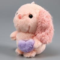 Мягкая игрушка «Зайка» на брелоке, 11 см, цвет светло-розовый: 