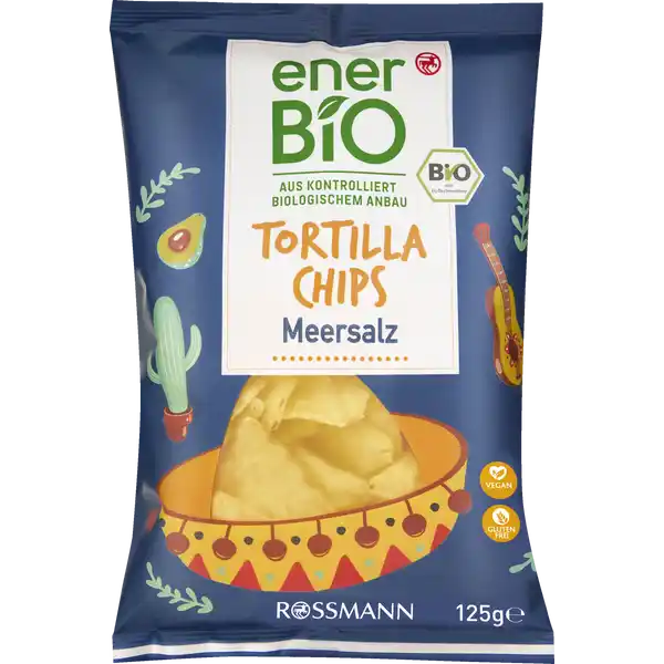 enerBiO Tortilla Chips Meersalz: Цвет: Produktbeschreibung und details Htten Sies gewusst Nicht etwa die KinoIndustrie hat Tortilla Chips erfunden  sondern ein mexikanischer Koch namens Ignacio quotNachoquot Anaya Er schnitt Tortillas in Dreiecke fritierte sie und servierte sie hei mit Kse und Jalapenos Fertig waren die quotNachos Especialesquot Alle Produkte unserer ROSSMANNMarke enerBiO stammen aus kontrolliert biologischem Anbau Durch eine schonende sorgfltige Verarbeitung erhalten wir hierbei sowohl die Hochwertigkeit als auch den natrlichen Geschmack Zudem lassen wir unsere Produkte regelmig durch unabhngige Institute berprfen  so gewhrleisten wir eine gleichbleibende Qualitt Lebensmittelunternehmer Name Dirk Rossmann GmbH Adresse Isernhgener Strae   Burgwedel wwwrossmannde   Bio Zertifikat BEBIO UrsprungslandHerkunftsort EUNichtEULandwirtschaft Testurteile Qualittssiegel ampamp Verbandszeichen Rechtlich vorgeschriebene Produktbezeichnung Bio Gesalzener Maissnack Zutaten Maismehl Sonnenblumenl Meersalz aus kontrolliertbiologischem Anbau Nhrwerte Durchschnittliche Nhrwertangaben pro  g Energie  kj   kcal Fett  g davon  gesttigte Fettsuren  g  einfach ungesttigte Fettsuren  g  mehrfach ungesttigte Fettsuren  g Kohlenhydrate  g davon  Zucker  g Ballaststoffe  g Eiwei  g Salz  g Gebrauch Aufbewahrung und Verwendung Aufbewahrungs und Verwendungsbedingungen Trocken lagern und vor Wrme schtzen
https://www.rossmann.de/de/lebensmittel-enerbio-tortilla-chips-meersalz/p/4305615678641