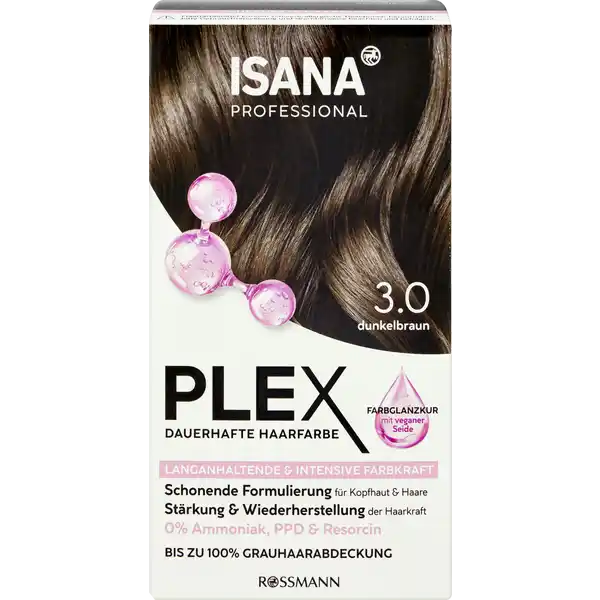 ISANA PROFESSIONAL Plex dauerhafte Haarfarbe 3.0 dunkelbraun: Цвет: https://www.rossmann.de/de/pflege-und-duft-isana-professional-plex-dauerhafte-haarfarbe-30-dunkelbraun/p/4068134014146
Produktbeschreibung und details Die innovative Haarfarbe von ISANA PROFESSIONAL PLEX mit integriertem Repair Komplex vereint brillante Farbergebnisse mit einer besonders schonenden Formulierung Dank der Haarschutzformel wird das Haar schon whrend der Frbung weniger belastet ISANA PROFESSIONAL PLEX DAUERHAFTE HAARFARBE bietet perfekte Grauhaarabdeckung und langanhaltende Farbergebnisse dazu einen angenehm neutralen Duft Die ISANA PROFESSIONAL PLEX DAUERHAFTE HAARFARBE Farbglanzkur mit innovativer veganer Seide wirkt sofort strkend auf das Haar versiegelt das Haar und verleiht perfekte Kmmbarkeit mit frisch leuchtendem Glanz Farbe  dunkelbraun  Ammoniak PPD ampamp Resorcin langanhaltende ampamp intensive Farbkraft schonende Formulierung fr Kopfhaut und Haare pflegt das Haar mit veganer Seide Strkung und Wiederherstellung der Haarkraft bis zu   Grauhaarabdeckung Kontaktdaten Dirk Rossmann GmbH Isernhgener Str   Burgwedel wwwrossmannde Anwendung und Gebrauch Komponenten mischen gut schtteln auftragen nach  Minuten Einwirkzeit aussplen Mit Farbglanzkur nachbehandeln  Fertig Fr weitere Hinweise zur Anwendung liegt Gebrauchsanweisung bei Inhaltsstoffe FARBCREME DUNKELBRAUN Aqua Cetearyl Alcohol Propylene Glycol Beheneth Ethanolamine SrSpider Polypeptide AmodimethiconeMorpholinomethyl Silsesquioxane Copolymer Betaine Glycerin Sodium Cocoyl Isethionate Stearic Acid Succinic Acid Beheneth Lauryl Alcohol Dicaprylyl Ether Trideceth Polyquaternium Tetrasodium EDTA Sodium Hydrosulfite Ascorbic Acid Parfum TolueneDiamine Sulfate pAminophenol Methylresorcinol Chlororesorcinol mAminophenol AminoChloroNitrophenol AminoHydroxytoluene ENTWICKLEREMULSION Aqua Hydrogen Peroxide Cetearyl Alcohol Ceteareth Cetearyl Ethylhexanoate Etidronic Acid Oxyquinoline Sulfate Tetrasodium EDTA Phosphoric Acid Disodium Pyrophosphate FARBGLANZKUR Aqua Cetearyl Alcohol AmodimethiconeMorpholinomethyl Silsesquioxane Copolymer Behenamidopropyl Dimethylamine Behentrimonium Chloride SrSpider Polypeptide Stearamidopropyl Dimethylamine Guar Hydroxypropyltrimonium Chloride Glycerin Trideceth Isopropyl Alcohol Lactic Acid Succinic Acid Glycolic Acid Ethylhexylglycerin Phenoxyethanol Parfum Warnhinweise und wichtige Hinweise Warnhinweise Haarfrbemittel knnen schwere allergische Reaktionen hervorrufen Bitte folgende Hinweise lesen und beachten Dieses Produkt ist nicht fr Personen unter  Jahren bestimmt Temporre Ttowierungen mit schwarzem Henna knnen das Allergierisiko erhhen Frben Sie Ihr Haar nicht  wenn Sie einen Ausschlag im Gesicht haben oder wenn Ihre Kopfhaut empfindlich gereizt oder verletzt ist  wenn Sie schon einmal nach dem Frben Ihrer Haare eine Reaktion festgestellt haben  wenn eine temporre Ttowierung mit schwarzem Henna bei Ihnen schon einmal eine Reaktion verursacht hat Geeignete Handschuhe tragen Nicht zur Frbung von Wimpern und Augenbrauen verwenden Kontakt mit den Augen vermeiden Sofort Augen splen falls das Erzeugnis mit den Augen in Berhrung gekommen ist Nach der Anwendung die Haare gut splen Farbcreme enthlt Phenylendiamine Toluyendiamine Auer Reichweite von Kindern aufbewahren EntwicklerEmulsion enthlt Wasserstoffperoxid Kontakt mit Augen vermeiden Sofort Augen splen falls das Erzeugnis mit den Augen in Berhrung gekommen ist Geeignete Handschuhe tragen Mischverhltnis Entwickleremulsion Farbcreme     WICHTIGE HINWEISE  Bitte vor der Anwendung aufmerksam lesen und befolgen Fhren Sie keinen eigenen Vertrglichkeitstest durch Sollten Sie Zweifel haben ob Sie die Haarfarbe vertragen zB bei sehr empfindlicher Haut oder bereits aufgetretener Unvertrglichkeit bei frher durchgefhrter Haarfrbung lassen Sie sich am besten von Ihrem Hautarzt beraten Verwenden Sie diese Haarcoloration ausschlielich zur Frbung der Kopfhaare Nicht anwenden wenn Ihre Haare mit Henna oder Metallsalzen gefrbt wurden oder mit einem Produkt behandelt wurden das schrittweise zur natrlichen Haarfarbe zurckfhrt Auer Reichweite von Kindern aufbewahren Fertige Mischung sofort anwenden keinesfalls in geschlossener Flasche aufbewahren Bitte bewahren Sie Reste der Mischung nicht auf Vermeiden Sie die Berhrung der Farbcreme bzw der Mischung mit Textilien oder Kunststoffen da sonst Flecken entstehen die Sie praktisch nicht mehr entfernen knnen Spritzer auf der Haut oder Kleidung sofort absplen Bitte lesen und befolgen Sie die Hinweise in der Gebrauchsanweisung Nicht zur Anwendung bei Kindern bestimmt