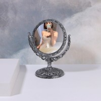 Зеркало настольное, двустороннее, с увеличением, d зеркальной поверхности 9,7 см, цвет серебристый: 