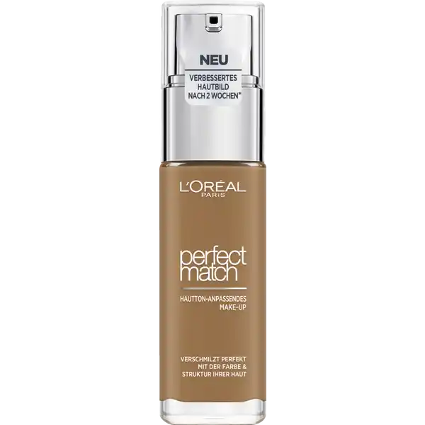 LOral Paris Perfect Match MakeUp DW Toffee: Цвет: Produktbeschreibung und details Das Perfect Match Makeup von LOral Paris ist Pflege Schutz und Foundation in einem Das flssige Makeup zaubert einen ebenmigen und natrlichen Teint im optimalen Farbton Zustzlich pflegt und schtzt die Formel mit Hyaluron und Aloe Vera die Haut und verbessert das Hautbild Dank der innovativen MicroMatchTechnologie der Foundation verschmilzt die ultraleichte Textur mit der Haut Die Foundation optimiert optisch sowohl den Hautton als auch die Hautstruktur Das feuchtigkeitsspendende Makeup von LOral Paris fhlt sich wunderbar geschmeidig an und passt sich Ihrem Hautunterton an  fr einen absolut natrlich und ebenmig wirkenden Teint ohne Maskeneffekt Kontaktdaten LORAL Deutschland GmbH  Geschftsbereich LOral Paris Johannstrae   Dsseldorf Anwendung und Gebrauch Einen Tropfen LOral Paris Perfect Match Makeup von innen nach auen gleichmig auf das Gesicht auftragen Erst mit einer kleinen Menge der Foundation beginnen etwa  Tropfen bei Bedarf  z B wenn die Menge nicht fr eine gleichmige Schicht ausreicht oder um die Deckkraft aufzubauen  noch etwas mehr von der Foundation verwenden Damit das Gesamtergebnis natrlich wirkt die Foundation anschlieend gut verblenden Gebrauch Aufbewahrung und Verwendung Aufbewahrungs und Verwendungsbedingungen Khl und trocken lagern Inhaltsstoffe AQUA  WATER  DIMETHICONE  ISODODECANE  CYCLOHEXASILOXANE  GLYCERIN  PEG DIMETHICONE  METHYL METHACRYLATE CROSSPOLYMER  BUTYLENE GLYCOL  PENTYLENE GLYCOL  SYNTHETIC FLUORPHLOGOPITE  DISTEARDIMONIUM HECTORITE  HYDROXYETHYLPIPERAZINE ETHANE SULFONIC ACID  CETYL PEGPPG DIMETHICONE  SODIUM CHLORIDE  POLYGLYCERYL ISOSTEARATE  HEXYL LAURATE  CAPRYLYL GLYCOL  PHENOXYETHANOL  DISODIUM STEAROYL GLUTAMATE  TOCOPHEROL  PANTHENOL  ALUMINUM HYDROXIDE  HYDROXYETHYL UREA  ALOE BARBADENSIS LEAF JUICE POWDER  SODIUM HYALURONATE  TIN OXIDE  HYDRATED SILICA  METHICONE  PENTAERYTHRITYL TETRADITBUTYL HYDROXYHYDROCINNAMATE   MAY CONTAIN CI   TITANIUM DIOXIDE  CI  CI  CI   IRON OXIDES  MICA  CI   FERRIC AMMONIUM FERROCYANIDE  CI   YELLOW  LAKE  CI   BLUE  LAKE  CI   RED  LAKE  CI   RED  FIL B
https://www.rossmann.de/de/make-up-loreal-paris-perfect-match-make-up-85d85w-toffee/p/3600523878413